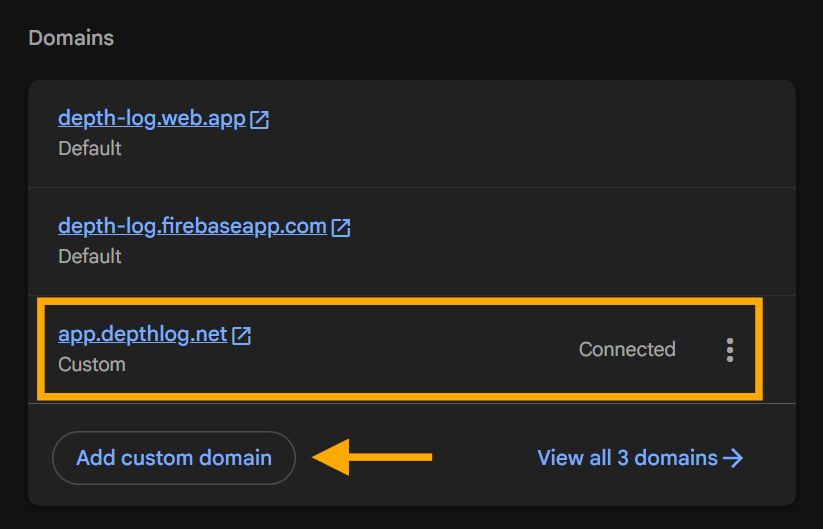 Firebase auth domains settings